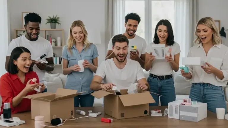 Consumers unboxing and reviewing new products for testing programs