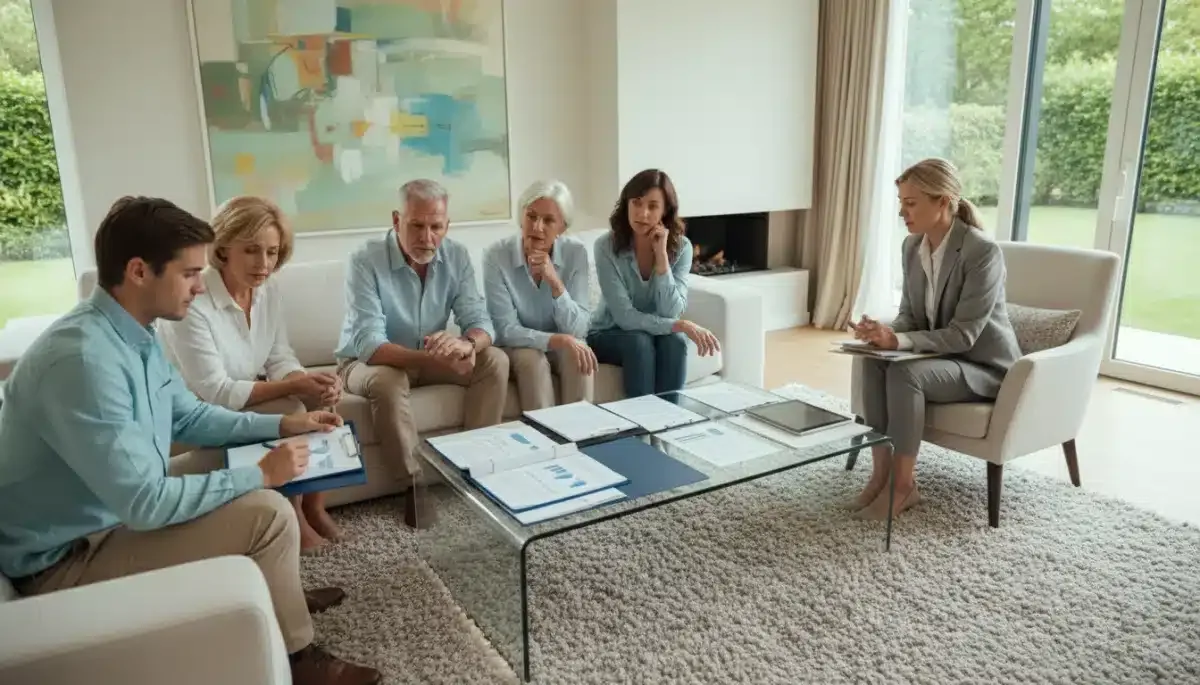 Multi-generational family consulting with a financial planner on estate planning strategies for 2026.