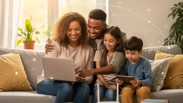 Family enjoying internet access with Affordable Connectivity Program benefits