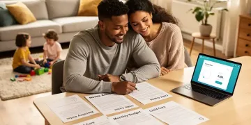 Family smiling, reviewing documents about child care assistance programs 2026
