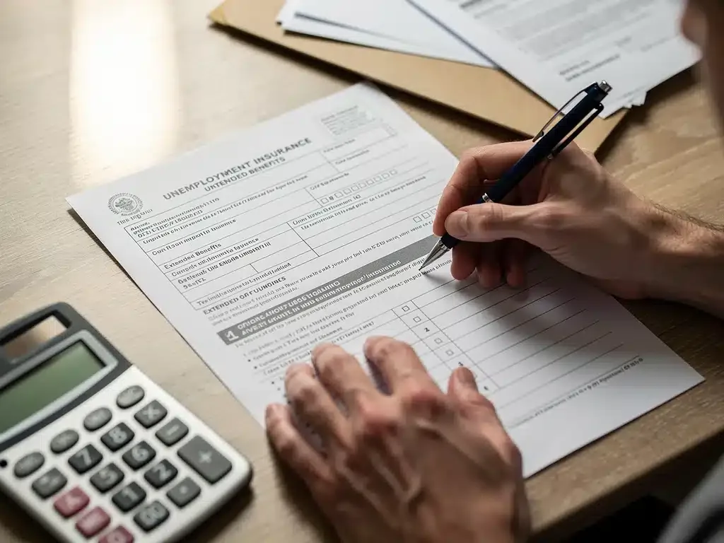 Filling out unemployment benefits application form