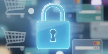 Digital padlock protecting online shopping carts from cyber threats in 2026
