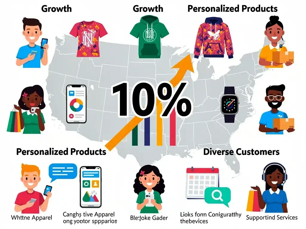 Infographic showing a 10% increase in demand for personalized products across US markets