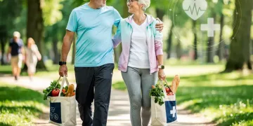 Senior couple actively utilizing their Medicare Advantage wellness benefits for health and well-being.