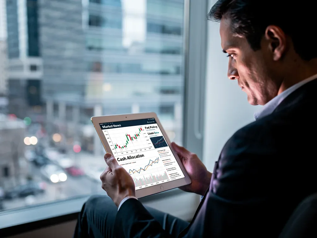 Investor analyzing financial data and Federal Reserve policy implications