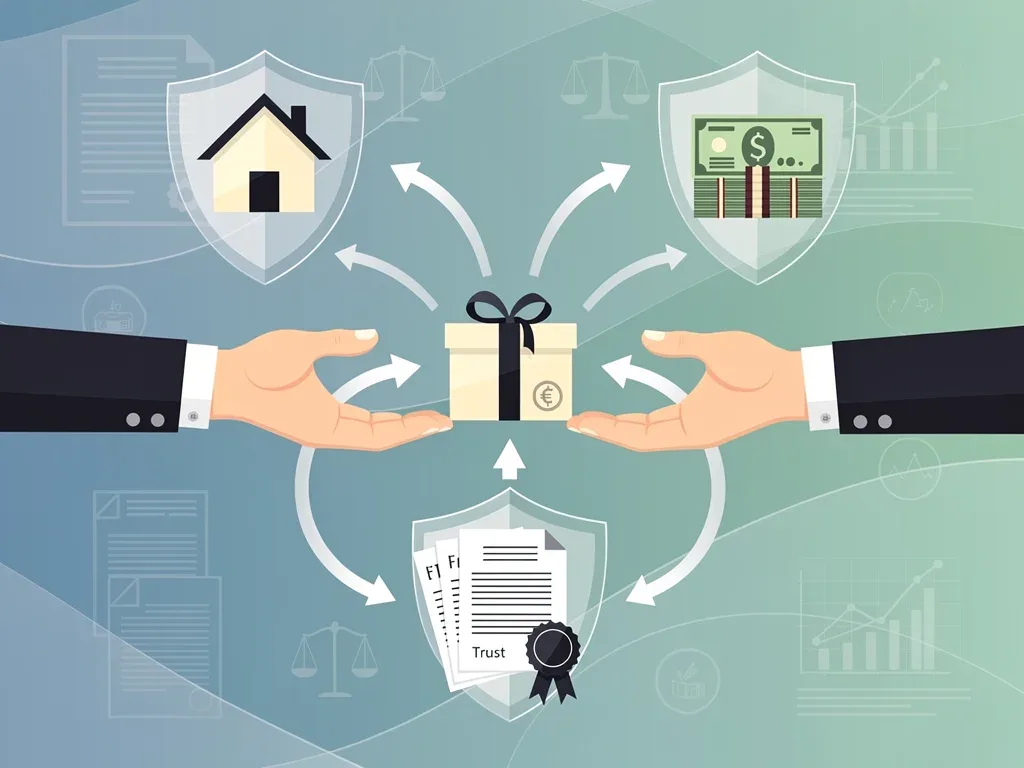 Illustrative depiction of asset transfer and shielding strategies