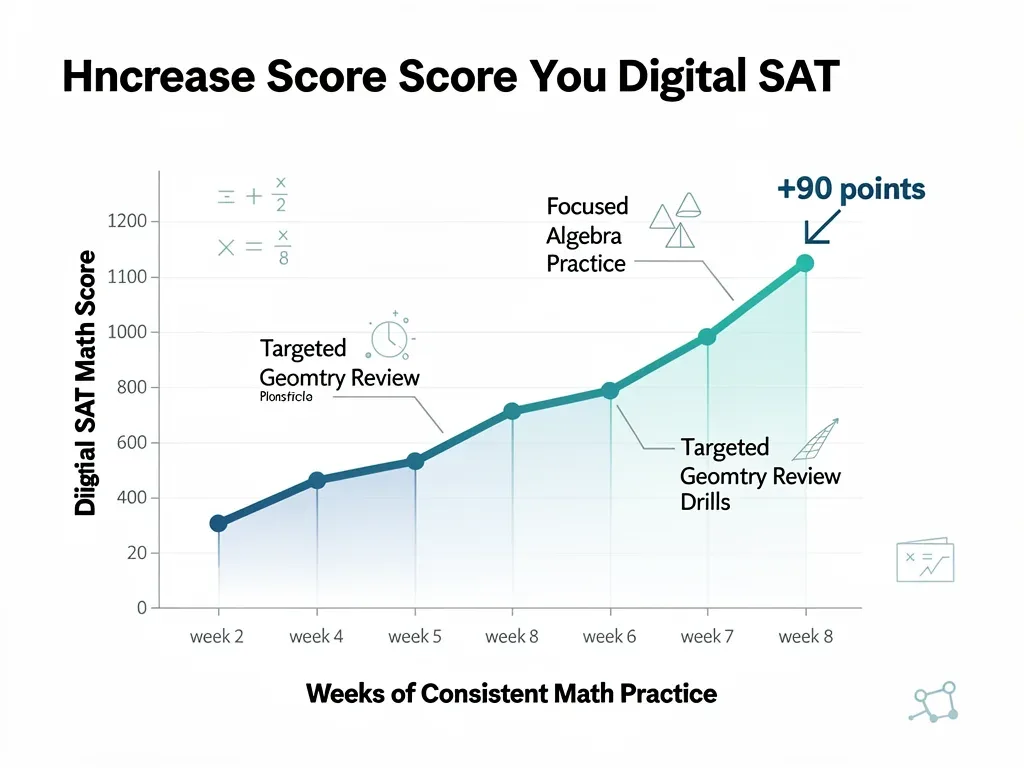 Graph showing Digital SAT Math score improvement from targeted practice