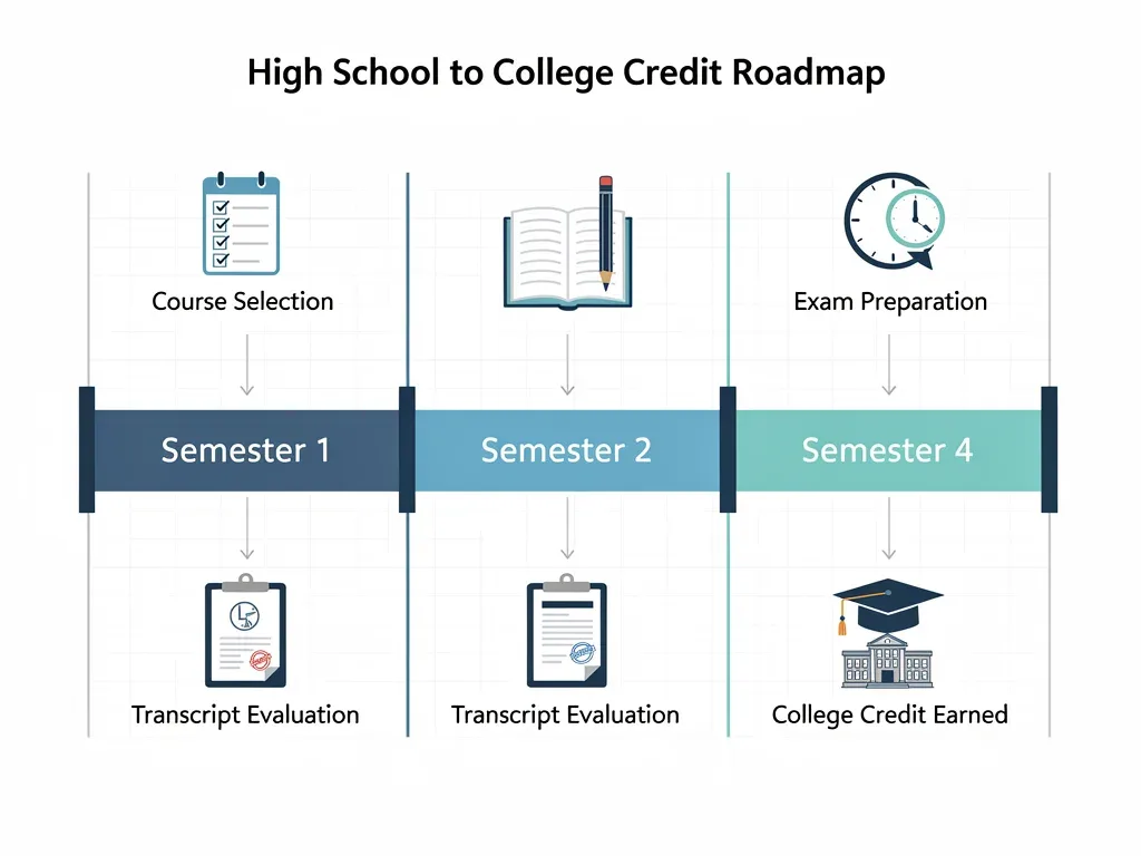 Four-semester roadmap for earning college credits
