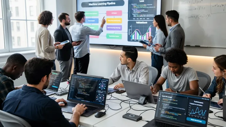 University students learning AI literacy in a modern classroom setting