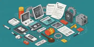 Illustration of consumer products with safety labels and legal documents representing new federal product safety regulations in 2025.