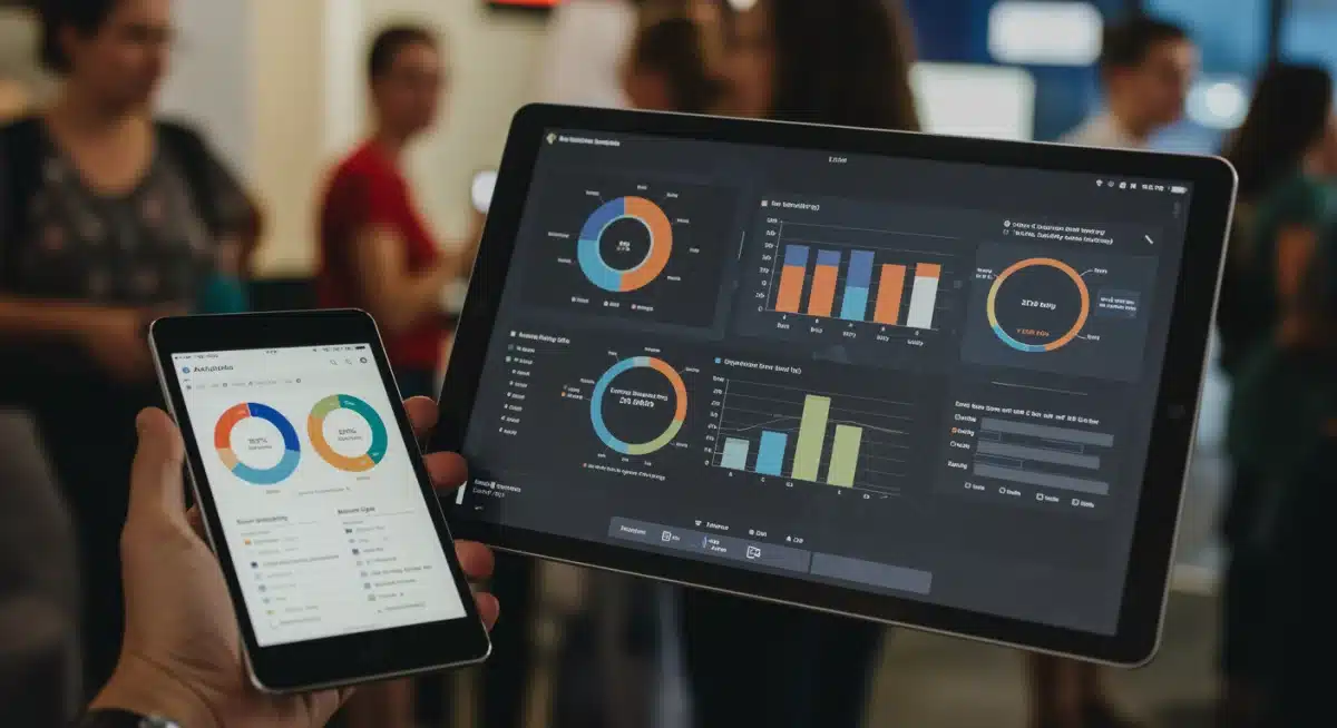 Digital display showing product sampling campaign analytics and consumer feedback.