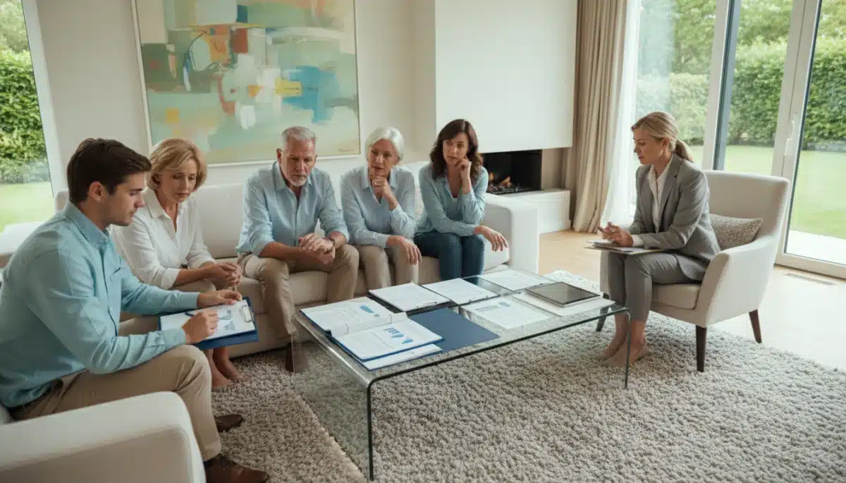 Multi-generational family consulting with a financial planner on estate planning strategies for 2026.