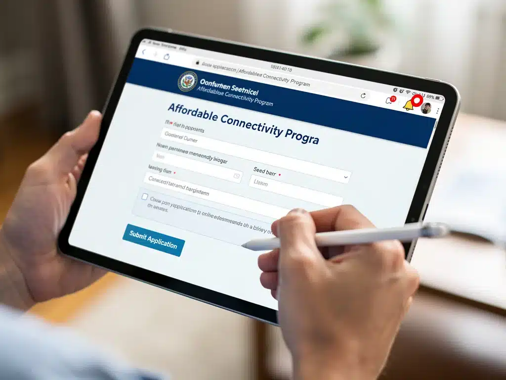 Person applying for Affordable Connectivity Program online