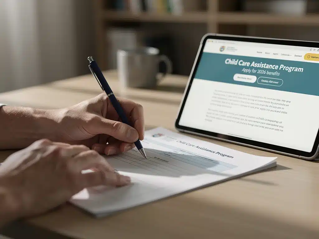 Person filling out application for child care assistance program