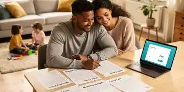 Family smiling, reviewing documents about child care assistance programs 2026