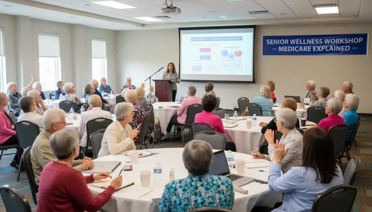 Seniors attending a seminar on 2026 Medicare Advantage Plan options