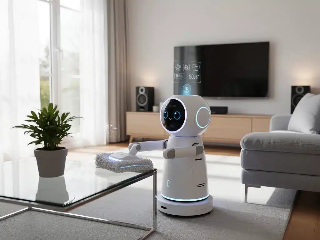 Autonomous robotic home assistant in a modern living room